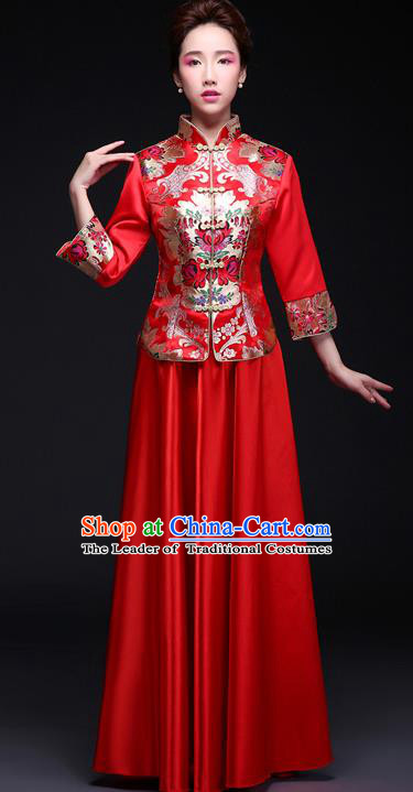 Traditional Chinese Classical Yangko Dance Dress, Chinese Cheongsam Fan Dancing Costume Umbrella Dance Suits, Bride Wedding Costume for Women