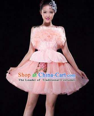 Traditional Chinese Classic Stage Performance Chorus Modern Dance Costumes Tube Top Bubble Dress, Chorus Competition Costume, Compere Costumes for Women