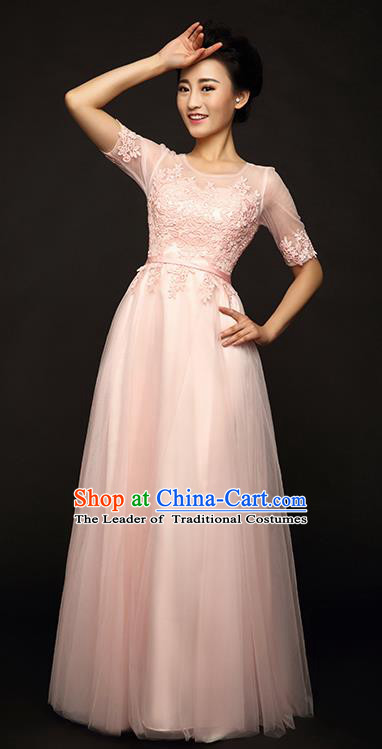 Traditional Chinese Classic Stage Performance Chorus Singing Group Dance Costumes, Chorus Competition Full Dress, Compere Costumes for Women