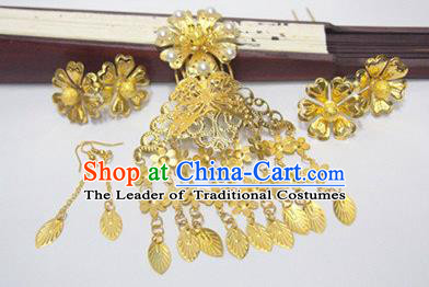 Traditional Chinese Wedding Jewelry Accessories Traditional Xiuhe Suits Wedding Bride Phoenix Headwear Wedding Hairpin Ancient Chinese Tassel Harpins for Women