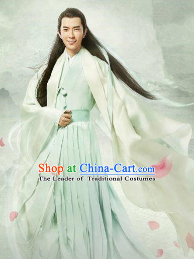 Traditional Chinese Ancient Men Childe Costumes, Ancient Chinese Cosplay Teleplay Ten great III of peach blossom Role General Swordsmen Roayl Prince Embroidered Costume Complete Set for Men