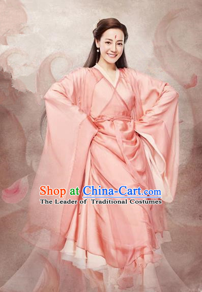 Traditional Chinese Ancient Princess Fairy Maiden Costumes, Chinese Teleplay Ten great III of peach blossom Role Han Dynasty Imperial Princess Wedding Bride Embroidery Clothes Complete Set for Women