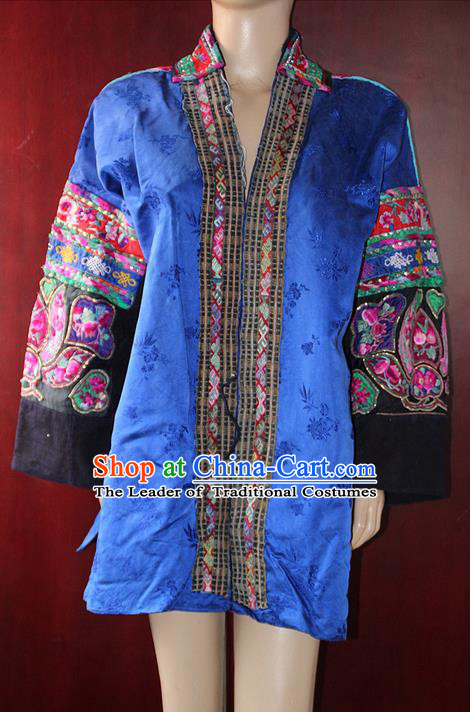 Traditional Chinese Miao Nationality Dancing Costume, Hmong Female Folk Dance Ethnic Blouse, Chinese Minority Nationality Handmade Embroidery Costume for Women