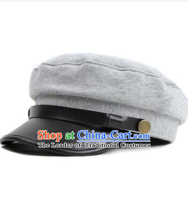 Chinese Traditional Style Wu Si Period Student Hat Play Stage Flat Hat Men Sun Yat Sen's Uniform Hat Grey