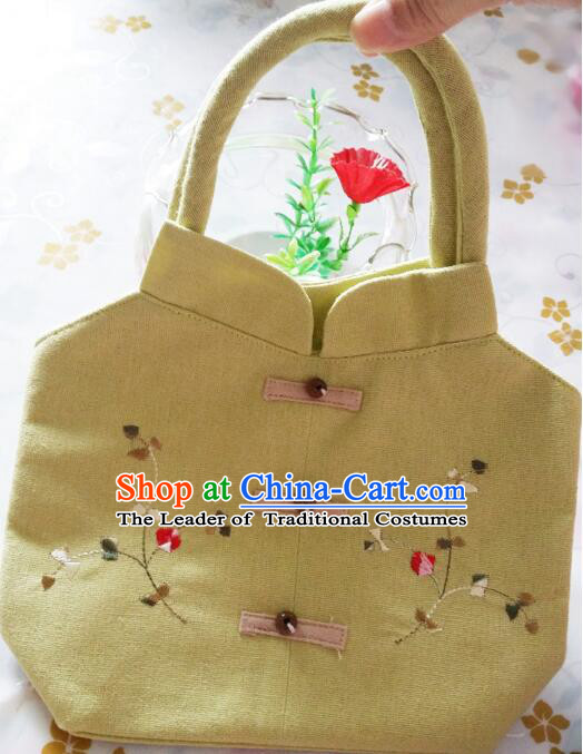 Purse Women Handbag Chinese Traditional Style Min Guo Lady Stage Play Property Yellow