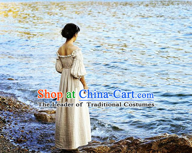 Traditional Classic Women Clothing, Traditional Classic Elegant Double Yarn Brought Restoring Boat Neck Even Garment Skirt