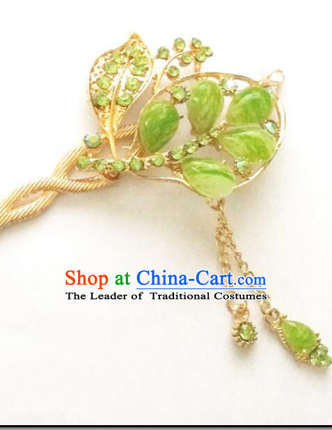 Hairpins Ancient Korean Style Women Hair Clasp Bride Head Wear Up Do Green