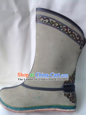 Traditional Chinese Minority Mongol Nationality Ethnic Minorities Mongolian Dance Cowhide Boots, Mongolian Knee Boots Handmade Jockey Boots Tanks Boots for Men