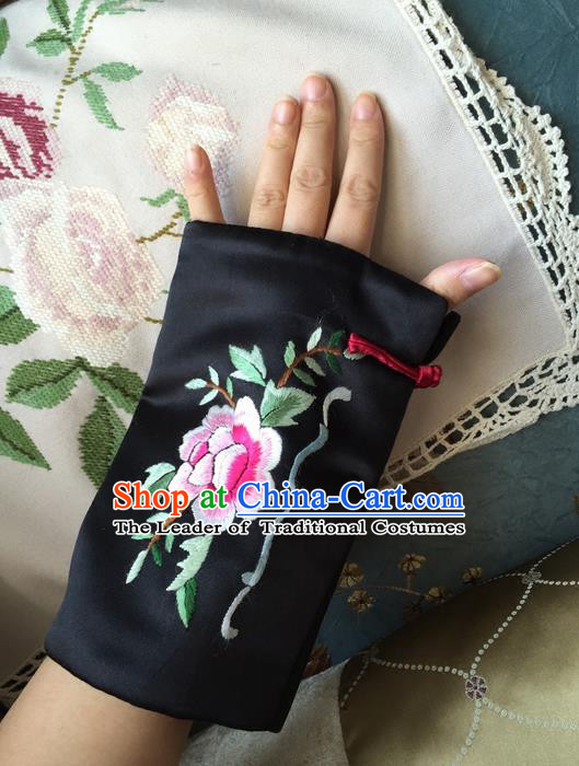 Traditional Classic Women Clothing, Traditional Classic Chinese Silk Cotton Embroidery Cuff Handmade Embroidery Sleevelet