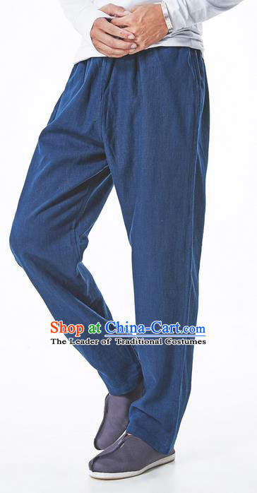 Traditional Chinese Linen Tang Suit Men Trousers, Chinese Ancient Costumes Linen Pants for Men