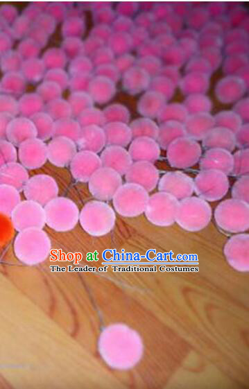 Peking Opera Head Wear Pompoms Accessories Pendant 2.5cm Pink
