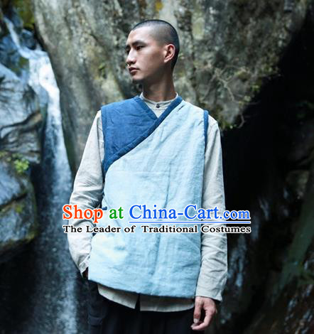 Chinese Hooded Cotton Linen Double-Breasted Tang Suit Plate Buttons Chinese Style Restoring Ancient Thick Cotton-Padded Jacket Hanfu Male Winter Coat