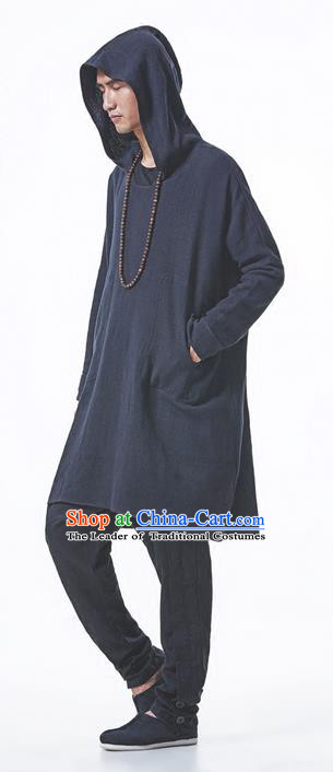 Traditional Chinese Linen Tang Suit Men Costumes, Hanfu Men Suits, Chinese Ancient Linen Coat Hanfu Zen Suit Dust Coat for Men