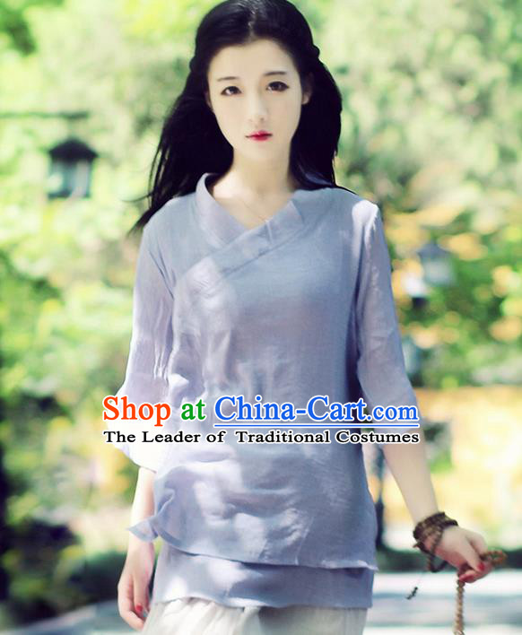 Traditional Chinese Female Costumes, Chinese Acient Clothes, Chinese Cheongsam, Tang Suits Slant Opening Plate Buttons Blouse for Women