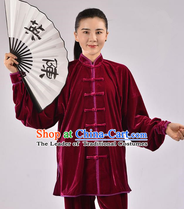 Top Thicken Pleuche Kung Fu Costume Martial Arts Kung Fu Training Uniform Gongfu Shaolin Wushu Clothing Tai Chi Taiji Teacher Suits Uniforms for Women