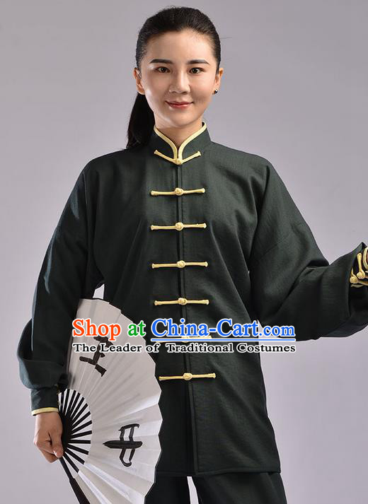 Top Signature Cotton Kung Fu Costume Martial Arts Kung Fu Training Uniform Gongfu Shaolin Wushu Clothing Tai Chi Taiji Teacher Suits Uniforms for Women