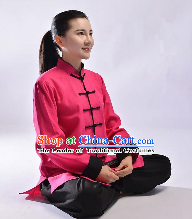 Top Linen Kung Fu Costume Martial Arts Kung Fu Training Uniform Tang Suit Gongfu Shaolin Wushu Clothing Tai Chi Taiji Teacher Suits Uniforms for Women