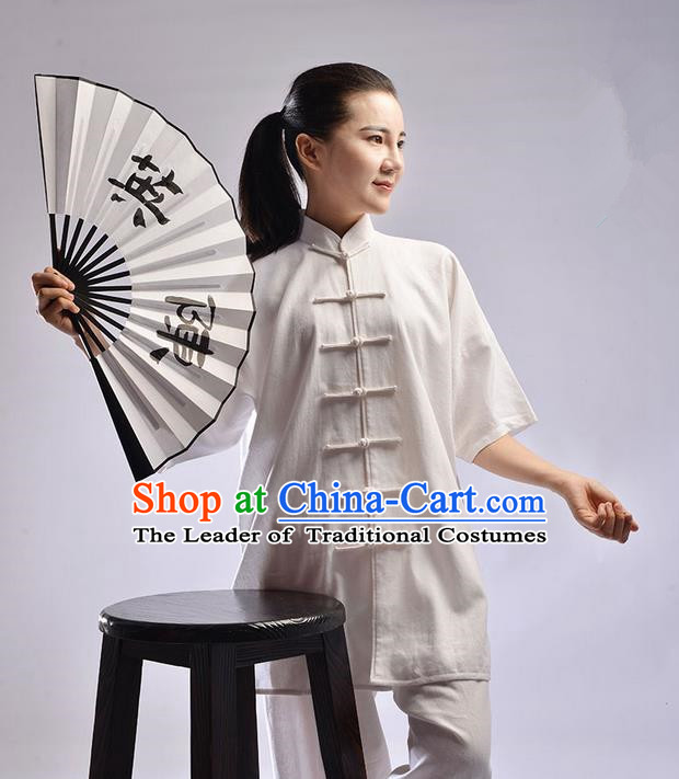 Top Linen Kung Fu Costume Martial Arts Kung Fu Training Uniform Gongfu Shaolin Wushu Clothing Tai Chi Taiji Teacher Suits Uniforms for Women