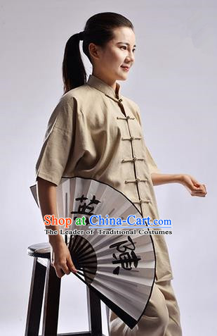 Top Linen Kung Fu Costume Martial Arts Kung Fu Training Uniform Gongfu Shaolin Wushu Clothing Tai Chi Taiji Teacher Suits Uniforms for Women