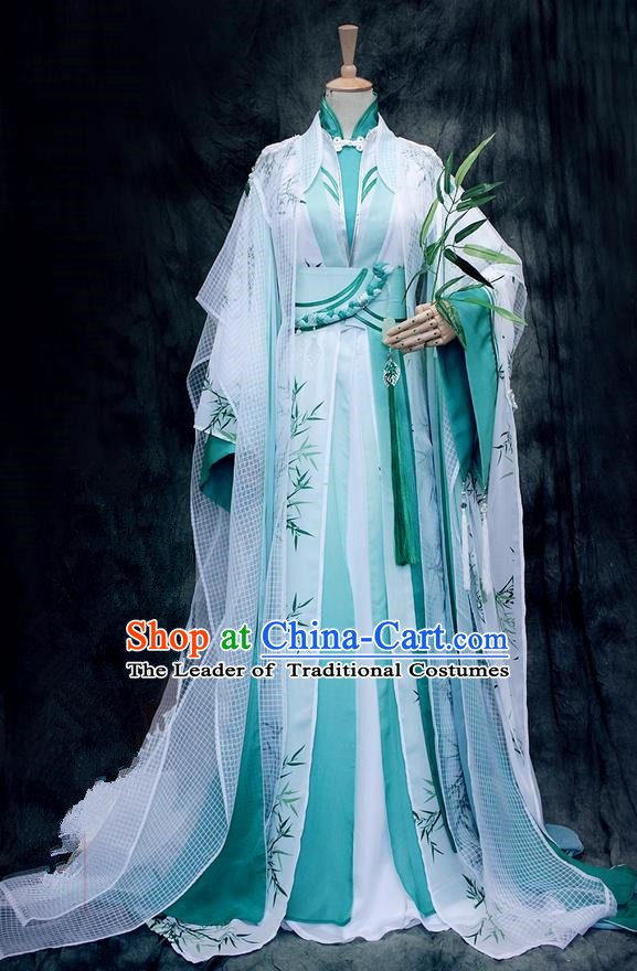 Chinese Ancient Cosplay Costumes, Chinese Traditional Embroidered Royal Prince Clothes, Ancient Chinese Cosplay Swordsman Knight Costume Complete Set for Men