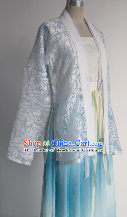 Traditional Chinese Song Dynasty Princess Embroidered Costume, Asian China Ancient Palace Lady Hanfu Clothing for Women