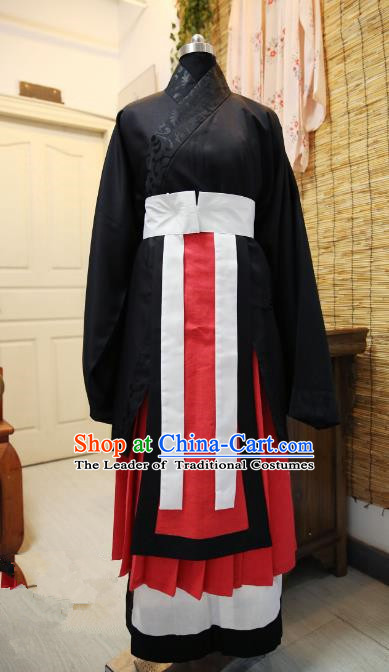 Traditional Chinese Han Dynasty Emperor Embroidered Costume, Asian China Ancient Hanfu Clothing for Men