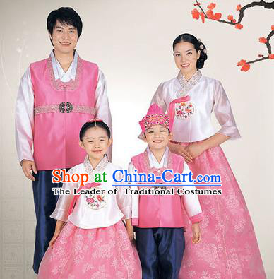 Traditional Korean Costumes Parent-Child Outfit, Korea Hanbok Court Embroidered Clothing for Family