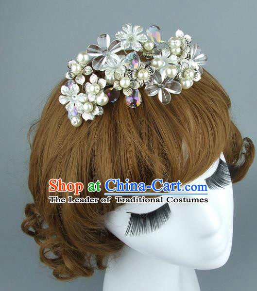 Top Grade Handmade Wedding Hair Accessories Crystal Hair Clasp, Baroque Style Bride Hair Comb Headwear for Women