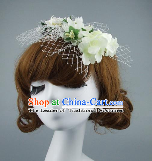 Top Grade Handmade Wedding Hair Accessories Model Show Yellow Flowers Hair Stick, Baroque Style Bride Deluxe Headwear for Women