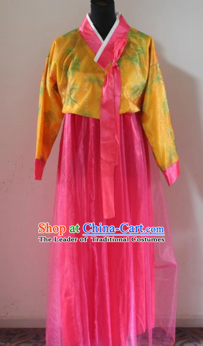 Traditional Chinese Korean Costumes, Asian Women Opening Hanbok Pink Dress for Women