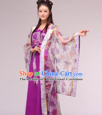 Traditional Ancient Chinese Princess Costume, Asian Chinese Tang Dynasty Imperial Consort Purple Dress Clothing for Women