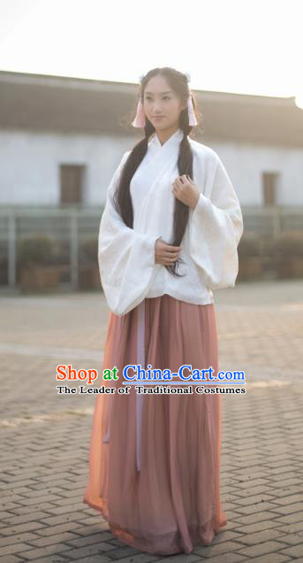 Traditional Chinese Ancient Ming Dynasty Young Lady Blouse and Skirts Costume Complete Set for Women