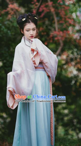 Traditional Chinese Ancient Wei and Jin Dynasties Imperial Concubine Costume, Asian China Princess Clothing for Women