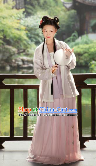 Traditional Chinese Ancient Song Dynasties Princess Costume, Asian China Palace Lady Embroidered Clothing Complete Set