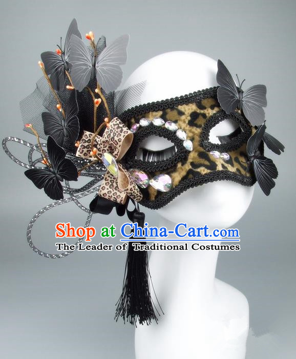 Handmade Halloween Fancy Ball Accessories Veil Butterfly Bowknot Mask, Ceremonial Occasions Miami Model Show Face Mask