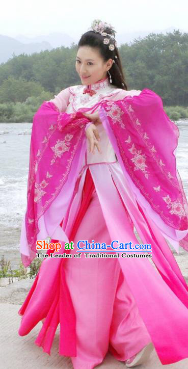Traditional Chinese Qing Dynasty Princess Dance Embroidered Costume, Asian China Ancient Palace Lady Clothing for Women