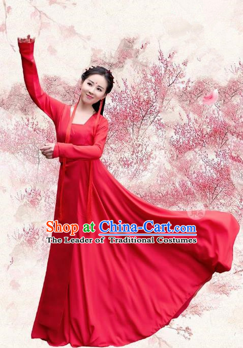 Traditional Chinese Ancient Palace Lady Wedding Embroidered Costume, China Ten great III of peach blossom Princess Peri Red Dress Clothing