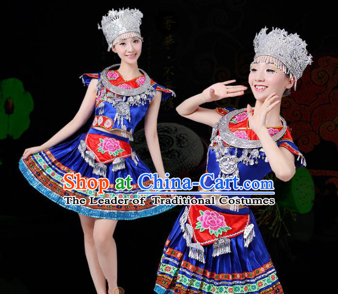 Traditional Chinese Yangge Fan Dancing Costume Modern Dance Dress Clothing and Headwear