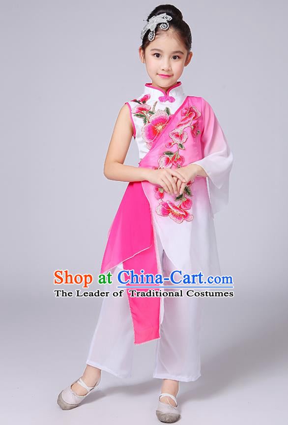 Traditional Chinese Yangge Fan Dancing Costume Modern Dance Dress Clothing and Headwear