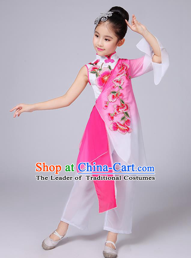 Traditional Chinese Yangge Fan Dancing Costume Modern Dance Dress Clothing and Headwear