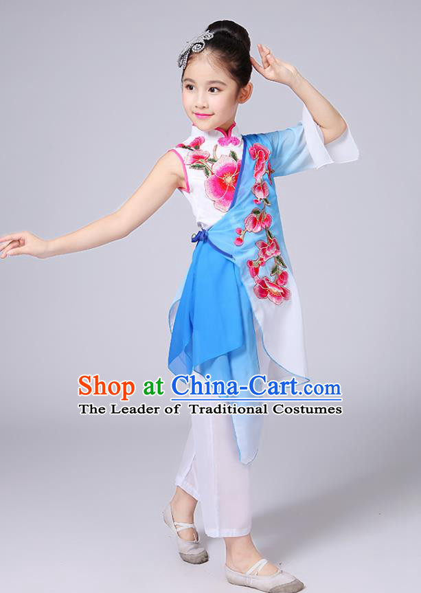 Traditional Chinese Yangge Fan Dancing Costume Modern Dance Dress Clothing and Headwear