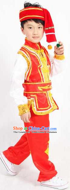 Traditional Chinese Yangge Fan Dancing Costume Modern Dance Dress Clothing and Headwear