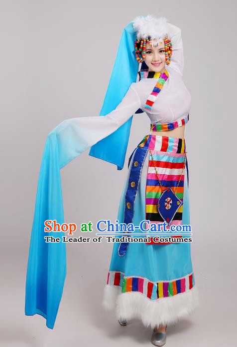 Traditional Chinese Yangge Fan Dancing Costume Modern Dance Dress Clothing and Headwear