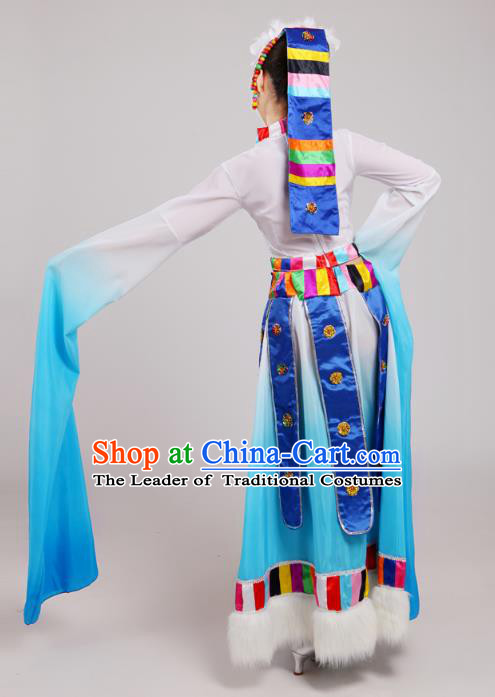 Traditional Chinese Yangge Fan Dancing Costume Modern Dance Dress Clothing and Headwear