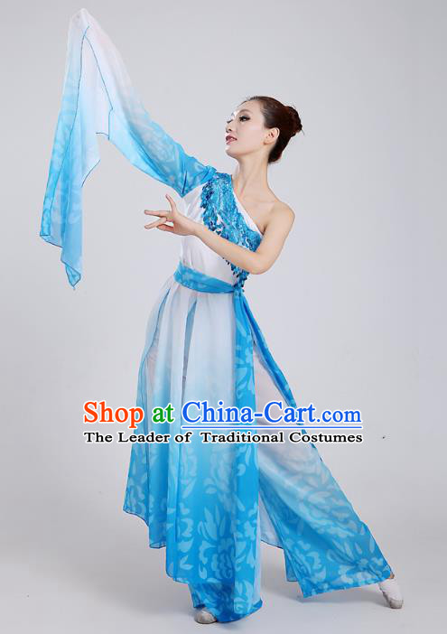 Traditional Chinese Yangge Fan Dancing Costume Modern Dance Dress Clothing and Headwear