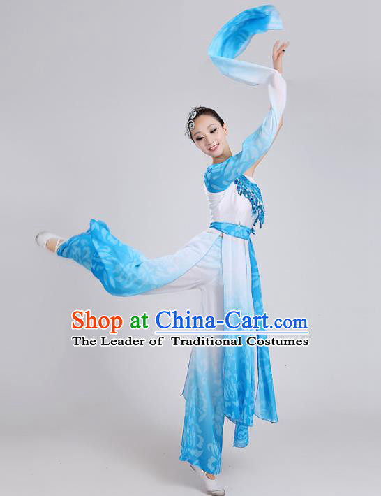 Traditional Chinese Yangge Fan Dancing Costume Modern Dance Dress Clothing and Headwear