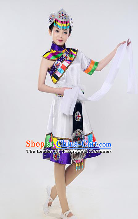 Traditional Chinese Yangge Fan Dancing Costume Modern Dance Dress Clothing and Headwear