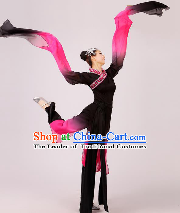Traditional Chinese Yangge Fan Dancing Costume Modern Dance Dress Clothing and Headwear
