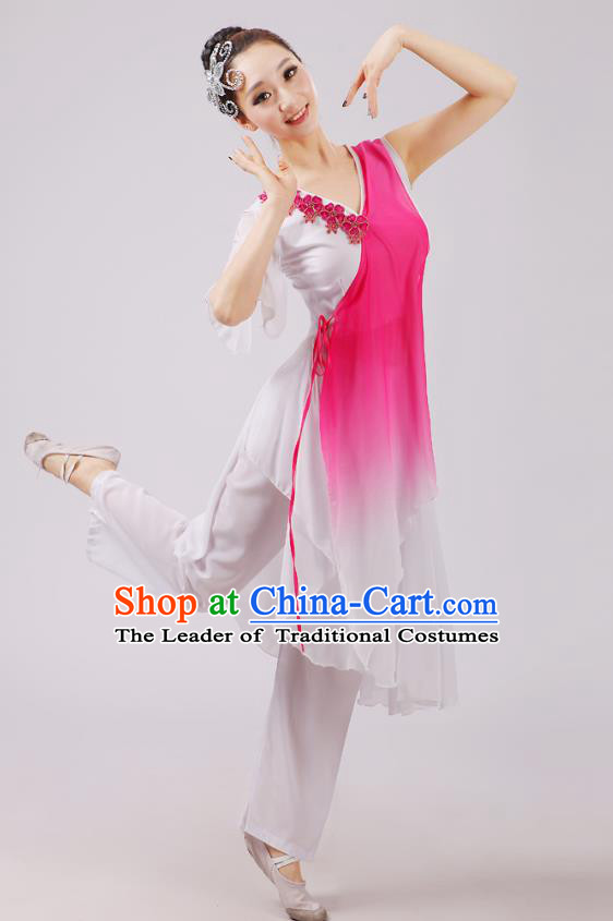 Traditional Chinese Yangge Fan Dancing Costume Modern Dance Dress Clothing and Headwear