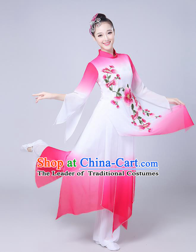 Traditional Chinese Yangge Fan Dancing Costume Modern Dance Dress Clothing and Headwear